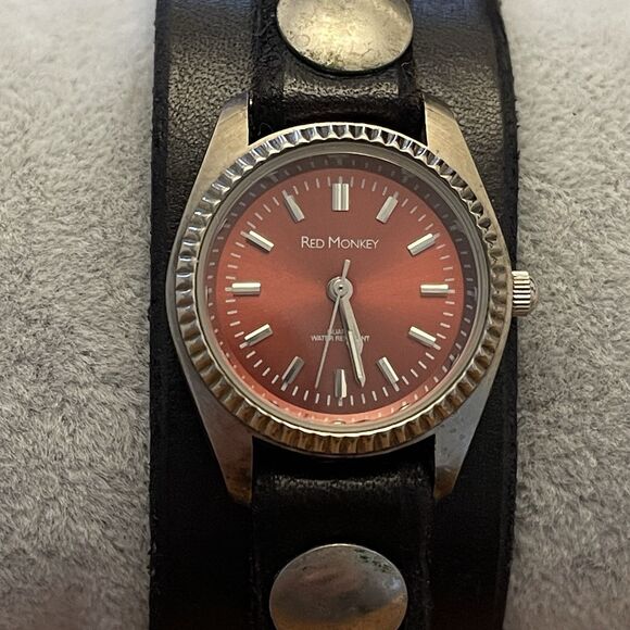 Vintage Red Monkey Classic Watch With Leather Band